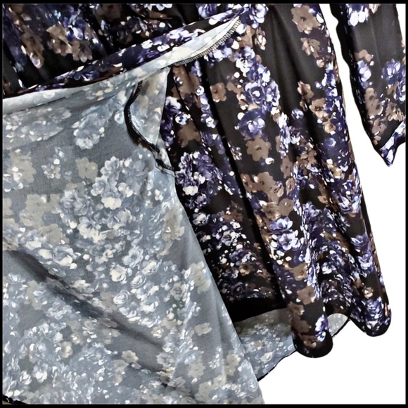 NWT PARKER DARK BLUEBONNET FLORAL FAUX-WRAP ASYMMETRICAL DRESS L - Picture 14 of 15